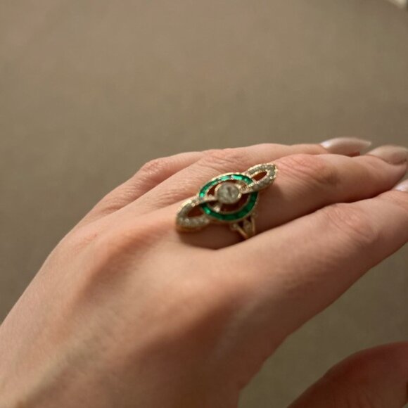 Elegant, Retro inlay ring. - Picture 1 of 1